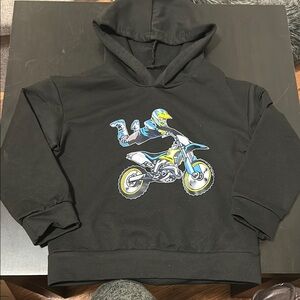 Black Kids Hoodie with Motocross Design